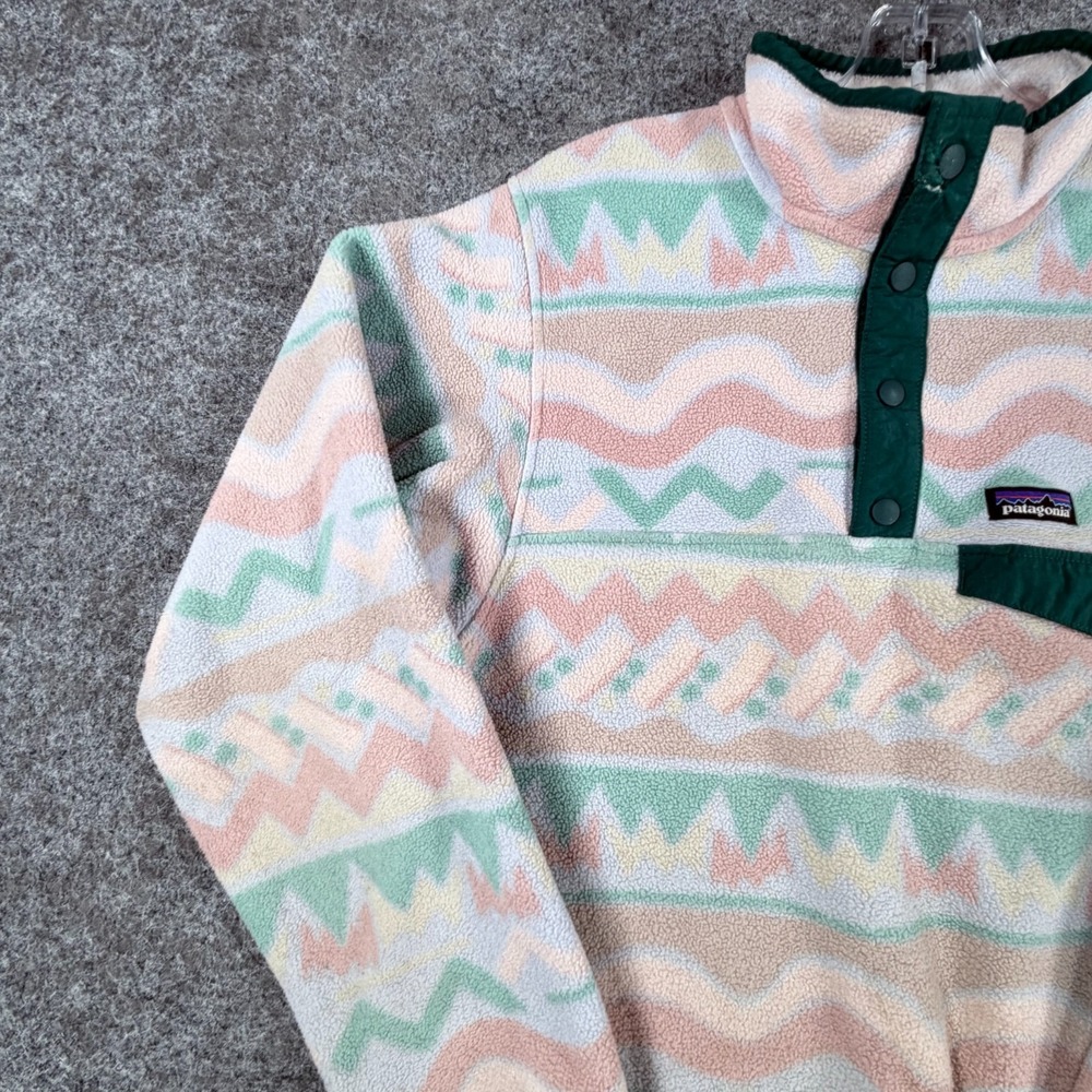 Patagonia Synchilla Pullover Girls XL‎ Lofoten Geo Beluga Lightweight Snap-T - Picture 8 of 16